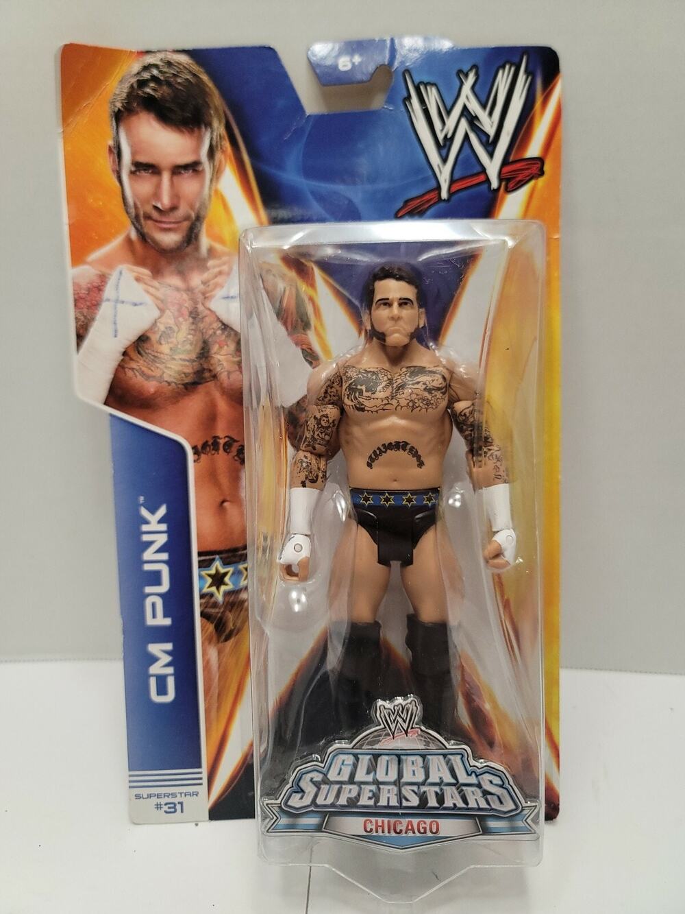 WWE CM PUNK GLOBAL SUPERSTARS CHICAGO P9562 #31 ACTION FIGURE BY MATTEL